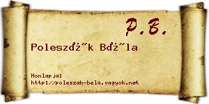 Poleszák Béla névjegykártya